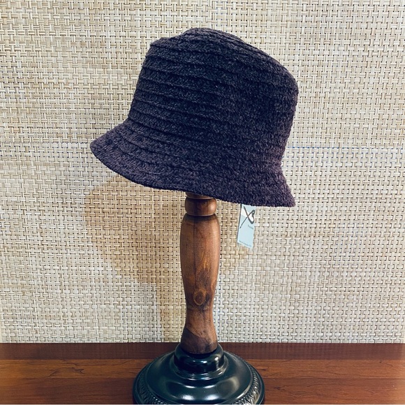 Slate Gray Black Chenille Bling Bucket Hat by Betmar - Picture 4 of 11